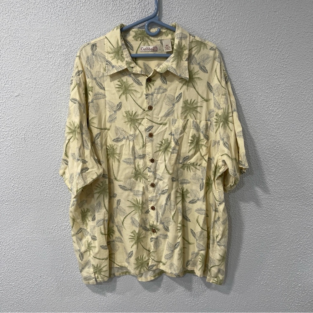 Caribbean Men's Silk Blend Tropical Hawaiian Shirt Size 3xl Tall. Soft Coral